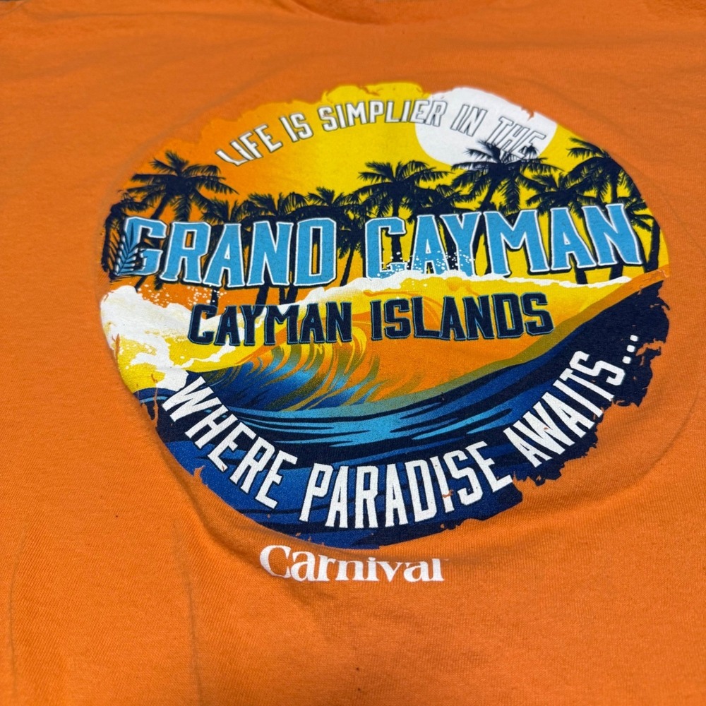 Delta T-Shirt Mens 3XL Orange Grand Cayman Carnival‎ Cruise Souvenir Graphic Tee